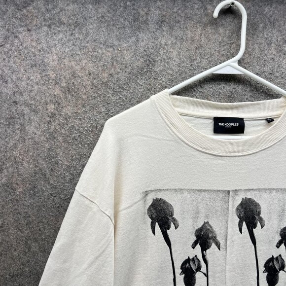 The Kooples Sweatshirt Mens Large Beige Palms Floral Graphic Pullover Knit - Picture 8 of 9